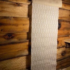 Lot of 12 rustic wedding decor items- candles, tiny frames, table runner